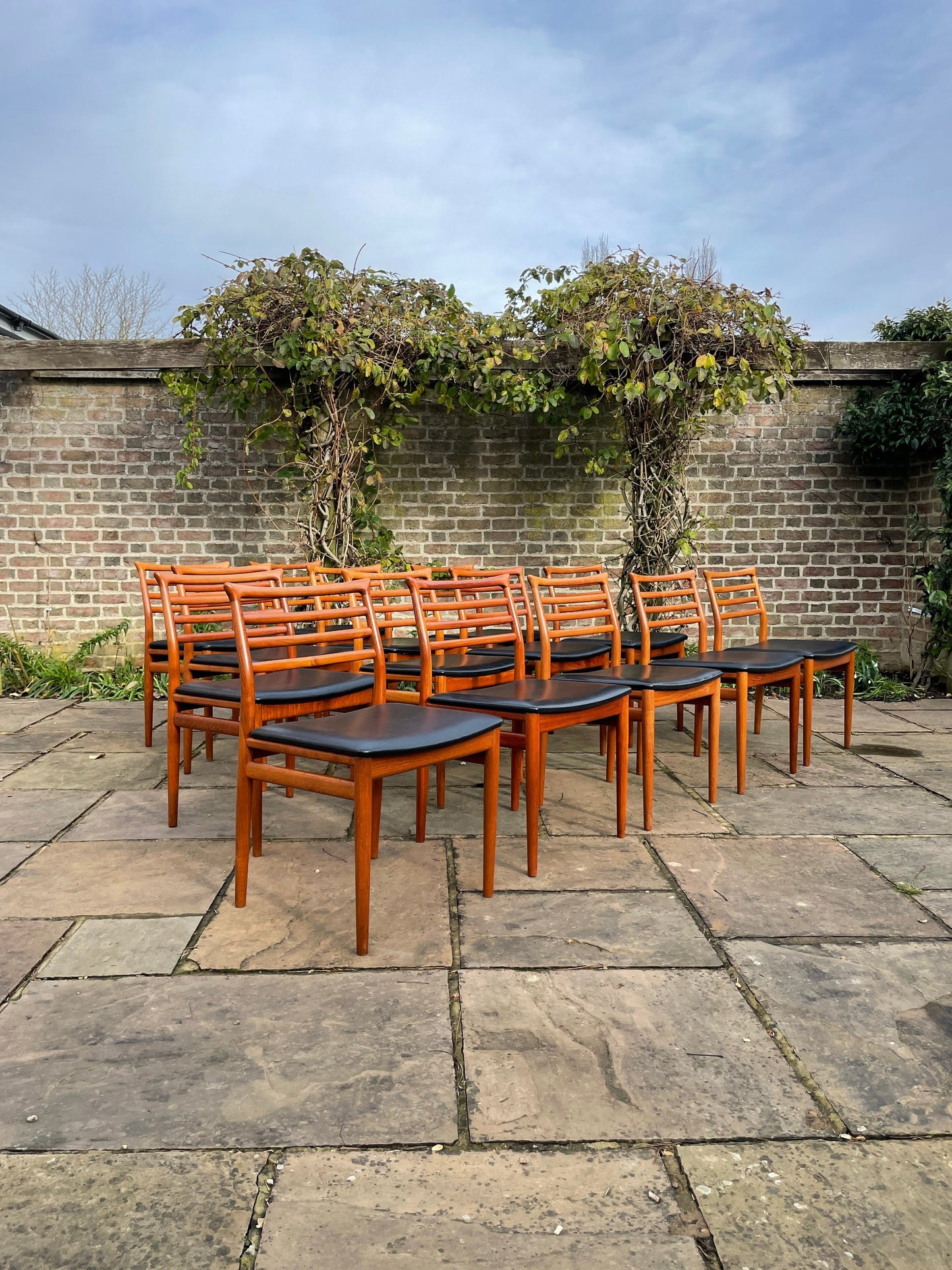 Teak MCM dining chairs by Erling Torvits  for Sorø Stolefabrik Set of 14 1960s