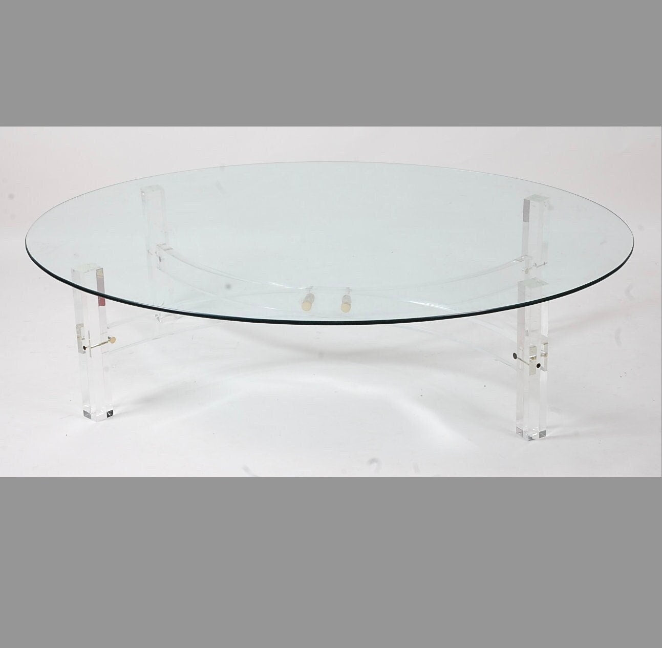 Stylish 1980s Large Glass and Lucite Coffee Table / End Table / Console Table (Outdoor/Indoor)