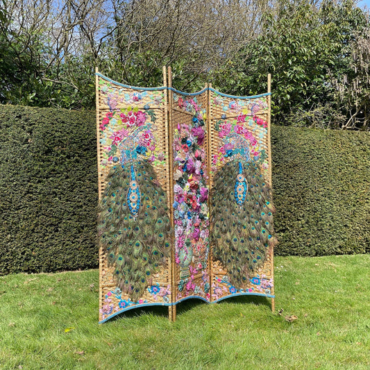 Unusual Colourful Wicker Mid Century Modern Screen/Room Divider