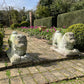 Reserved for Sharon ** Pair Of Fabulous Mid Century Modern Stone Garden Lions