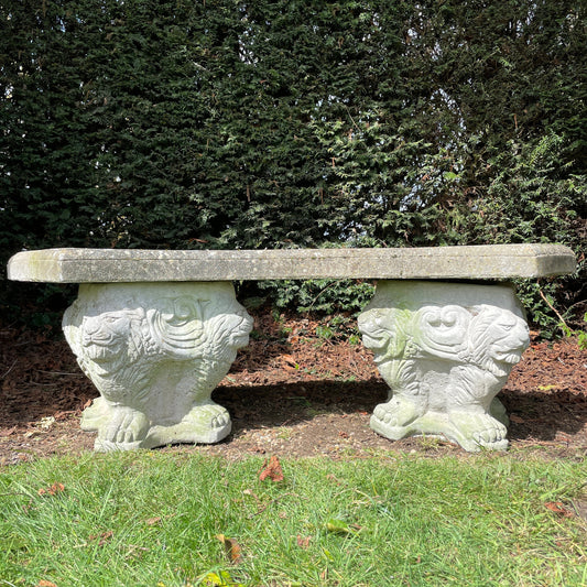 Reserved for Julia ** shipping for pots and Mid Century Modern Stone Lion Garden Bench