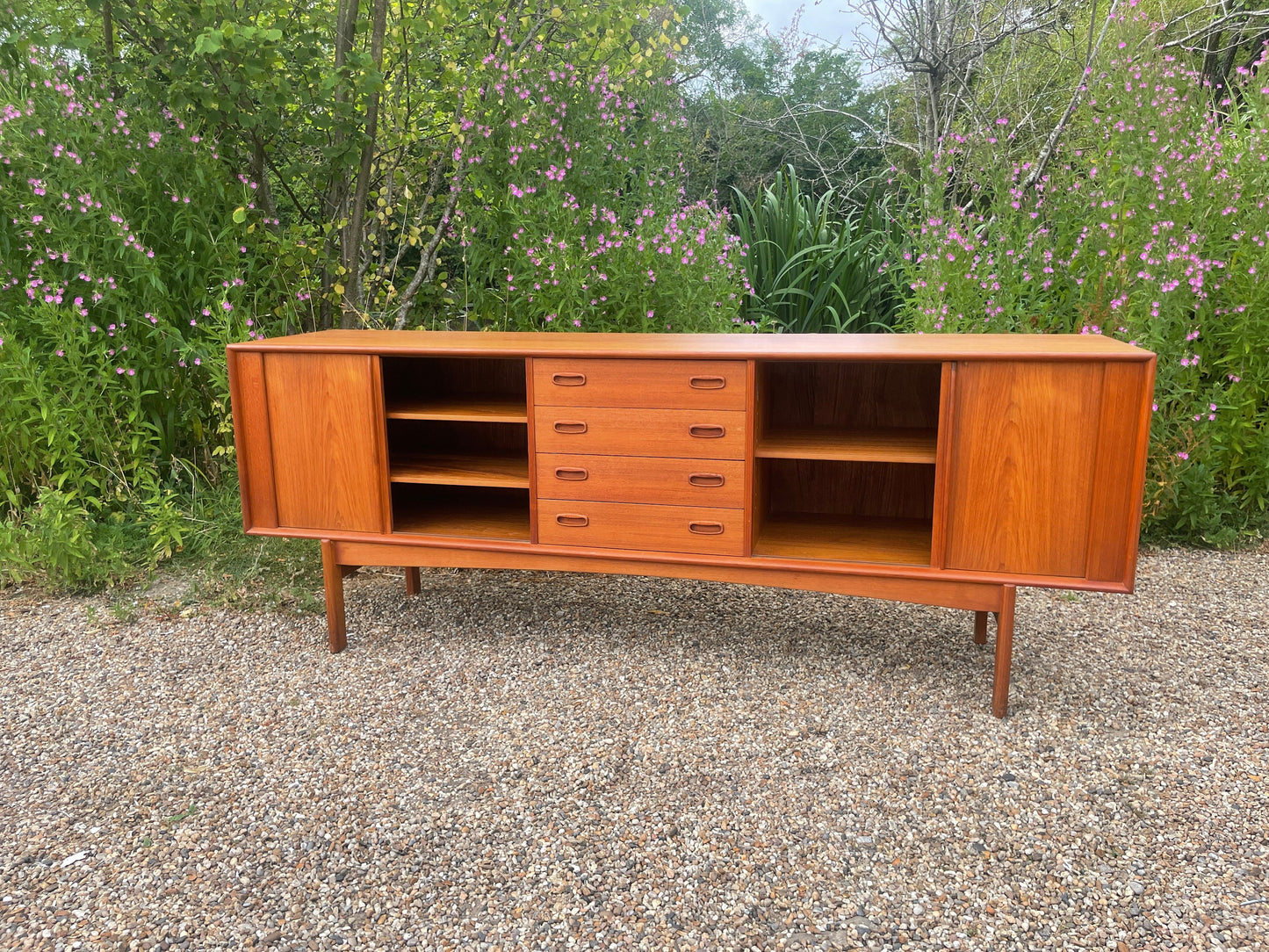 A Teak Tambour Fronted Sideboard by Bernh. Pedersen & Son’s, Danish, Mid-Century Modern 1970's