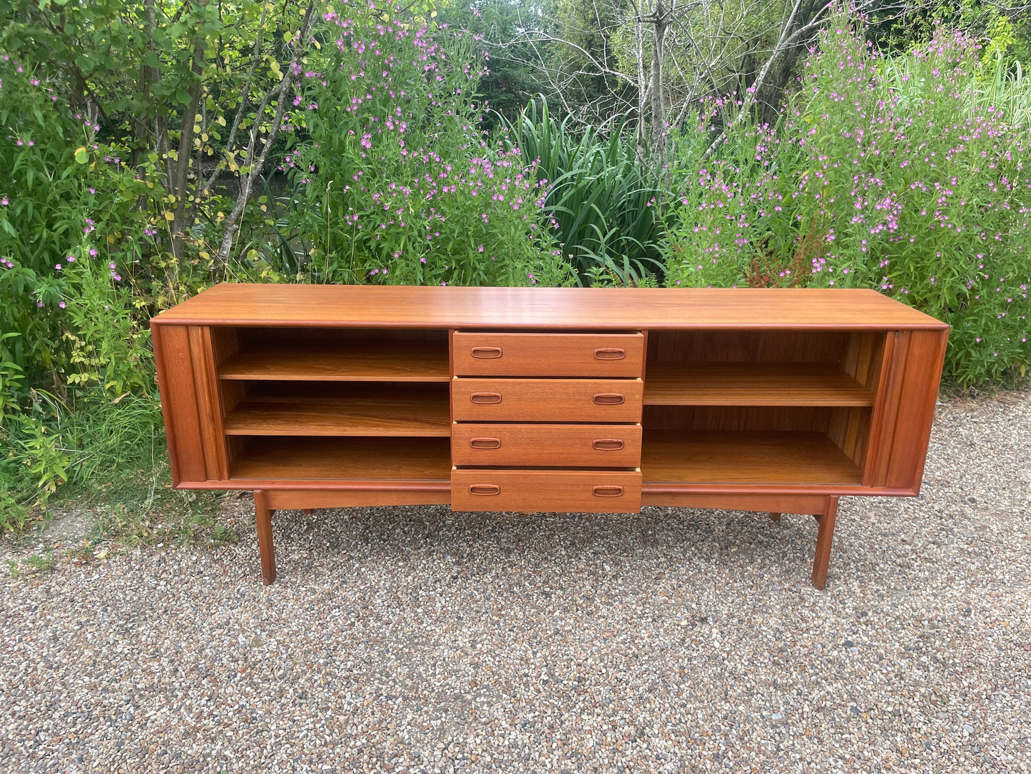 A Teak Tambour Fronted Sideboard by Bernh. Pedersen & Son’s, Danish, Mid-Century Modern 1970's