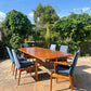 For Leah*** remaining amount, including taxes for fabric import, Teak Dining Suite by Robert Heritage for Archie Shine Comprising of a Hamilton Dining Table and 6 Hamilton Chairs Mid Century Modern 1950's